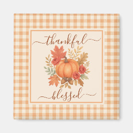 Pumpkin med tacksamhet och välsignat | Fall Thanks Magnet