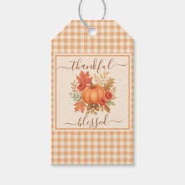 Pumpkin med tacksamhet och välsignat | Fall Thanks Presentetikett