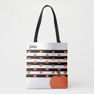 Pumpkin med White & Black Rand - Personlig Tygkasse