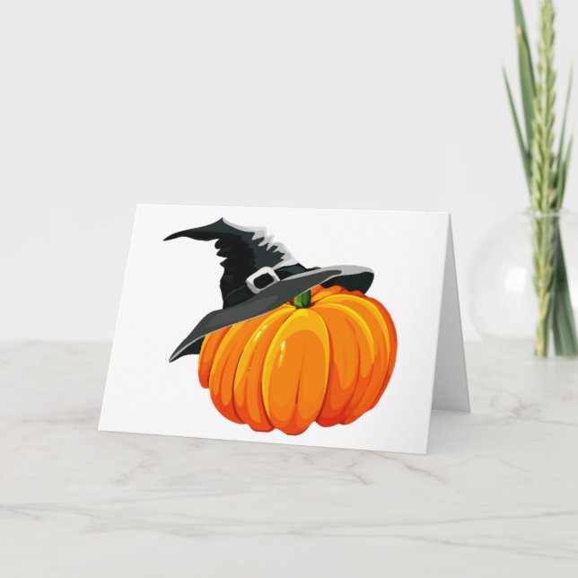Pumpkin med Witch Hat Kort (Framsida)