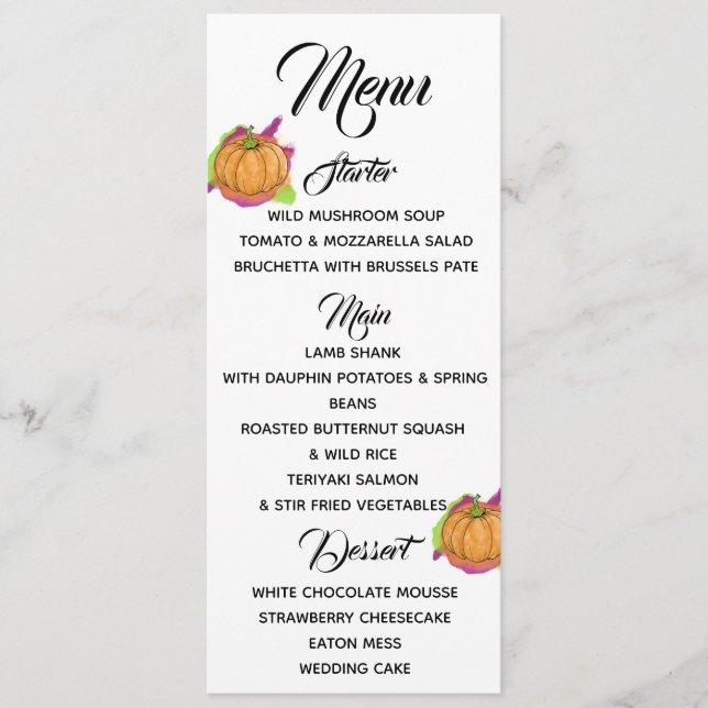 Pumpkin Menu Meny (Framsida)