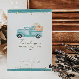 Pumpkin Minimalist Modern Fall Pojke Shower Tack Kort