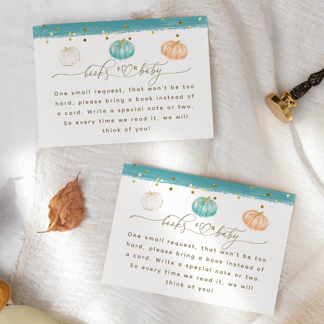 Pumpkin Minimalist Modern Fall Pojke Shower Tilläggskort (Skapare uppladdad)