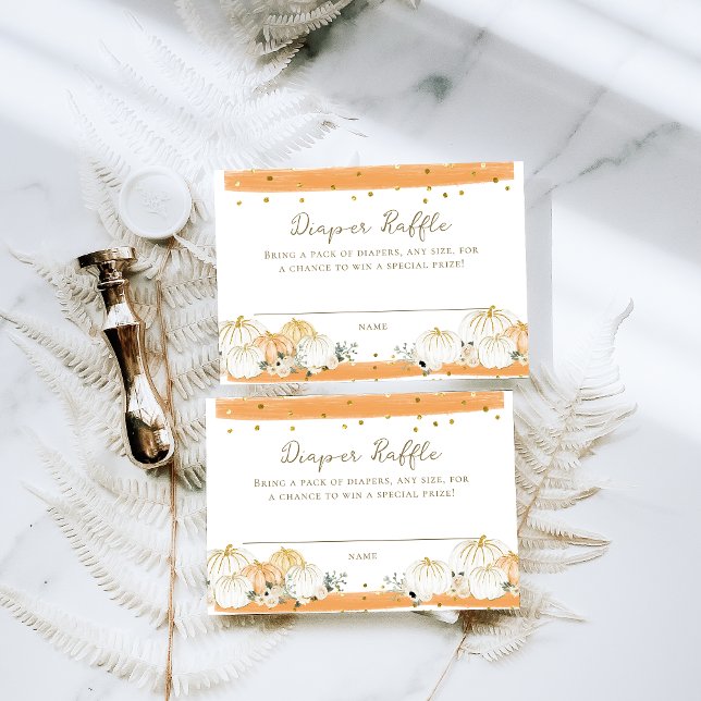 Pumpkin Modern Fall Baby Shower Diaper Raffle Tilläggskort (Skapare uppladdad)