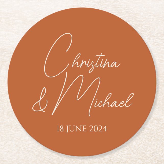 Pumpkin ・ Modern handskriven skript Underlägg Papper Rund (Framsidan)