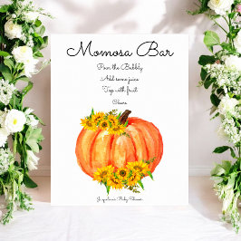 Pumpkin Momosa Pub Baby Shower Poster