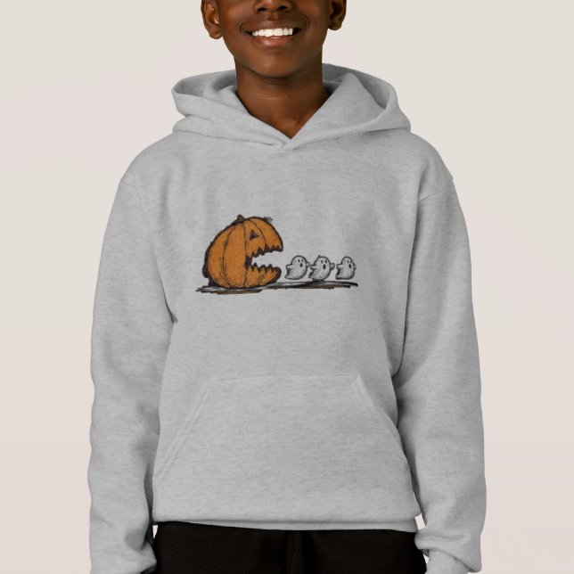 Pumpkin Monster Chasing Spöken T Shirt (Framsida)