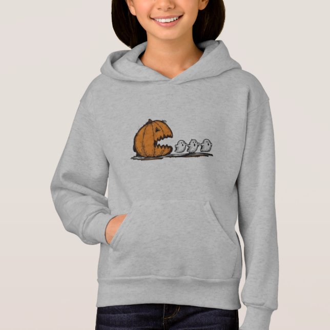 Pumpkin Monster Chasing Spöken T Shirt (Framsida)