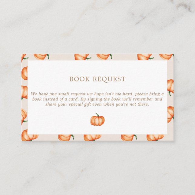 Pumpkin Mönster Fall Baby Shower | Begäran från Bo Tilläggskort (Framsida)