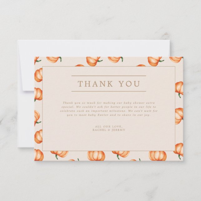 Pumpkin Mönster Fall Baby Shower | Tack Kort (Framsida)