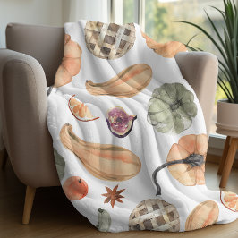 Pumpkin Mönster, färglöst vattenfärg | Höst vibes Fleecefilt