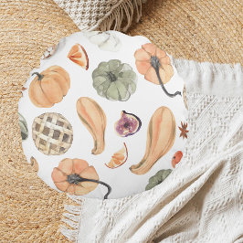 Pumpkin Mönster, färglöst vattenfärg | Höst vibes Rund Kudde