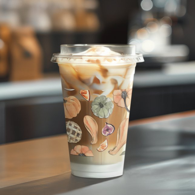 Pumpkin Mönster, färglöst vattenfärg | Höst vibes Take Away Mugg (Skapare uppladdad)