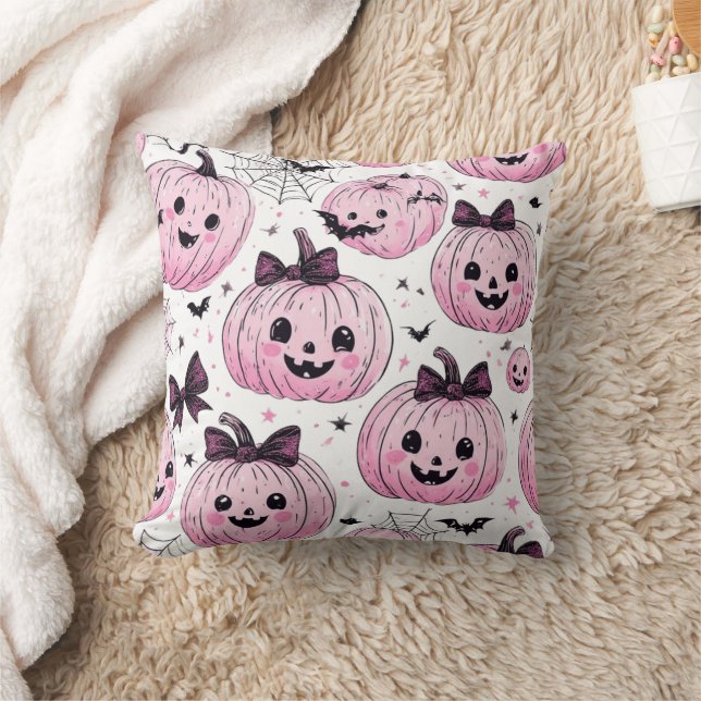 Pumpkin Mönster Halloween Dekorativ kudde (Filt)