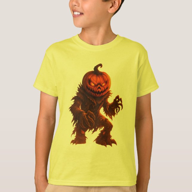 Pumpkin Monster Halloween Design T Shirt (Framsida)