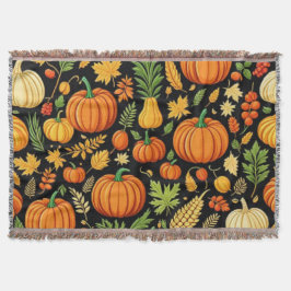 Pumpkin Mönster Harvest Day Autumn Fleece Blanket Filt
