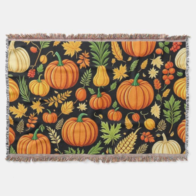 Pumpkin Mönster Harvest Day Autumn Fleece Blanket Filt (Framsidan)