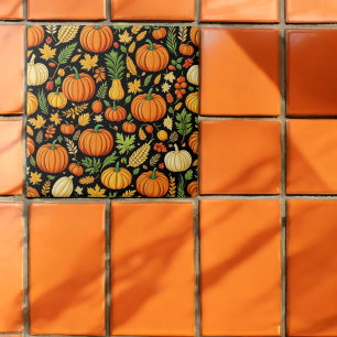 Pumpkin Mönster Harvest Day Autumn Kakelplatta