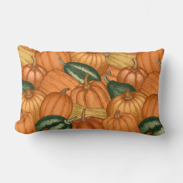 Pumpkin Mönster Lumbar Pillow Lumbarkudde (Framsida)