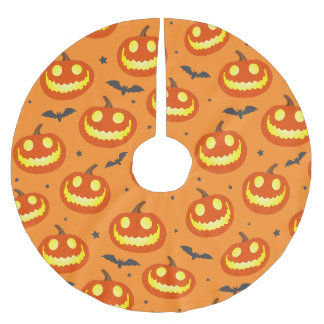 Pumpkin Mönster Orange Fall Julgransmatta Borstad Polyester