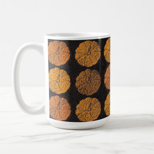 Pumpkin Mönster Orange Kaffemugg (Vänster)
