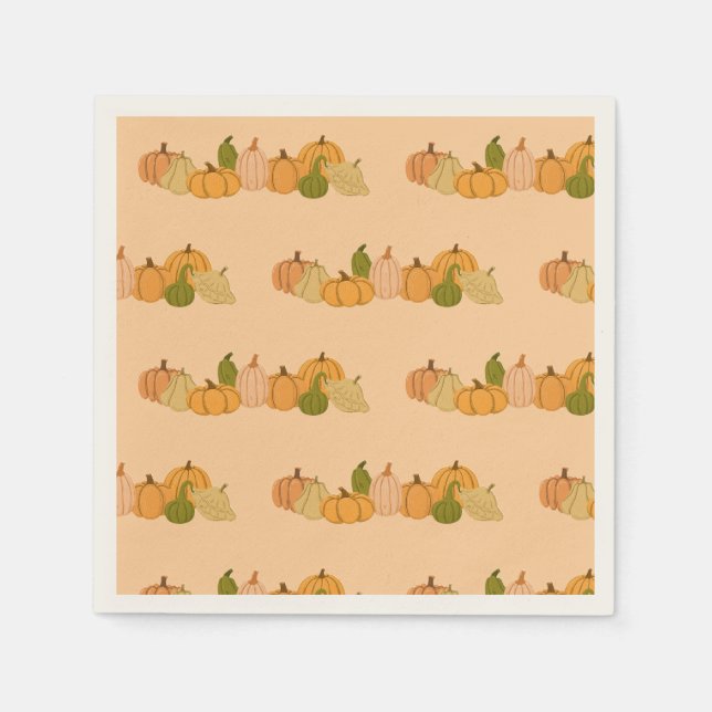 Pumpkin Mönster Papper Napkins - Halloween fest Pappersservett (Framsidan)