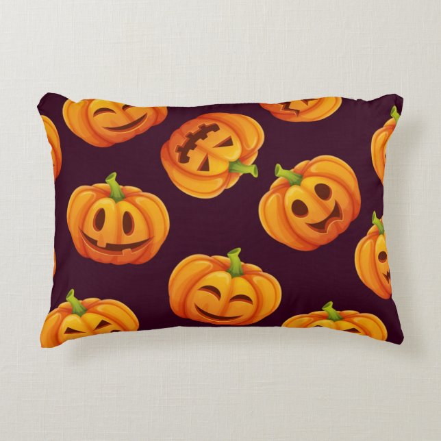 Pumpkin mönster prydnadskudde (Framsidan)