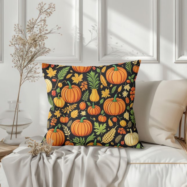 Pumpkin Mönster-skördedagen höstdekretet Kudde (Skapare uppladdad)