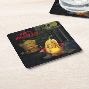 Pumpkin Monsters Halloween Papper Underlägg Kvadrat