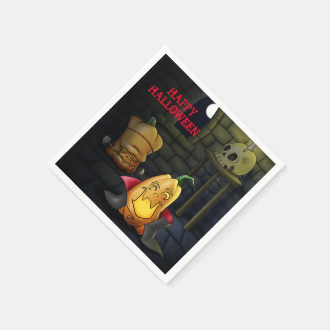 Pumpkin Monsters Halloween Pappra Napkins Pappersservett (Hörn)