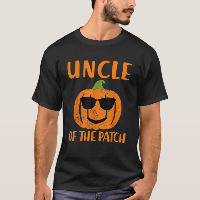 Pumpkin-morbror till Patch Funny Halloween-familje T Shirt (Framsida)