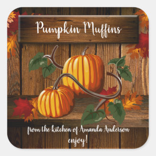 Pumpkin Muffins Sq-etikett Fyrkantigt Klistermärke