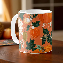 Pumpkin Mugg Orange Watercolor Höst löv