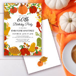 Pumpkin Mushroom Forest faller 60:e födelsedagen Inbjudningar<br><div class="desc">Färgfull orange och röda pumpor och gult,  grönt och bruna svampar förvaras i höst löv och grenar. Ett elegant-skript med typsnitt ge är en festiv fallpekare.</div>