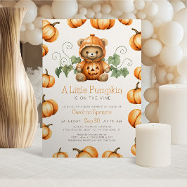 Pumpkin Nalle Baby Shower-inbjudan Inbjudningar