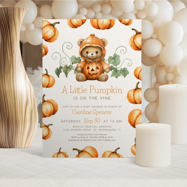 Pumpkin Nalle Baby Shower-inbjudan Inbjudningar (Skapare uppladdad)