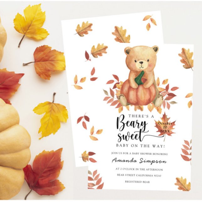 Pumpkin Nalle Fall Baby-dusch Inbjudningar (Skapare uppladdad)
