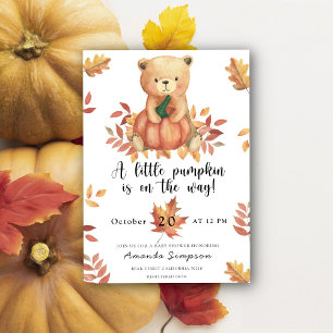 Pumpkin Nalle Fall Baby-dusch Inbjudningar