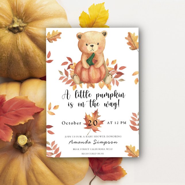 Pumpkin Nalle Fall Baby-dusch Inbjudningar (Skapare uppladdad)