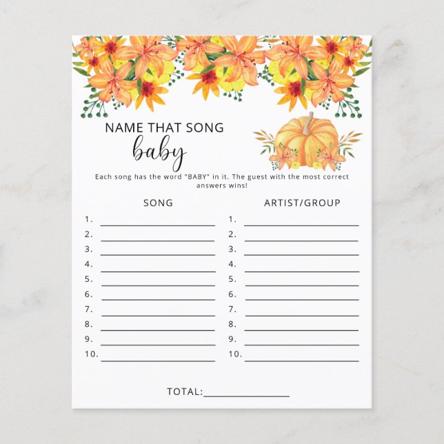 Pumpkin - Namn den där sång-babyduschspelet (Framsida)