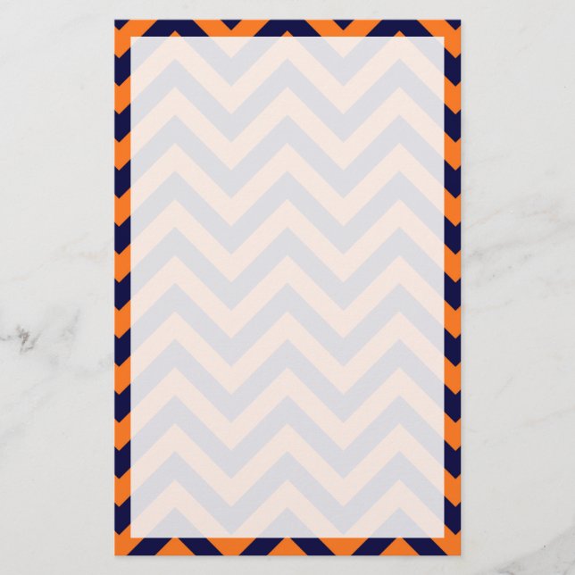 Pumpkin, Navy Blue Large Chevron ZigZag Mönster Brevpapper (Framsida)