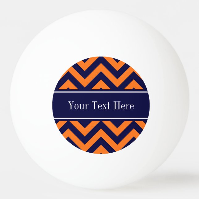 Pumpkin Navy LG Chevron Navy Blue Namn Monogram Pingisboll (Framsidan)