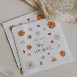 Pumpkin Neutralt Fall Autumn Shower Blommigt Pappersservett