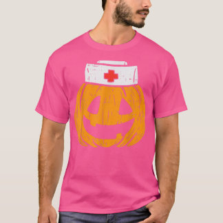Pumpkin Nurse Funny Scary Halloween Costume RN CNA T Shirt