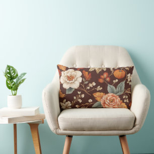 Pumpkin och Autumn Flowers Lumbarkudde
