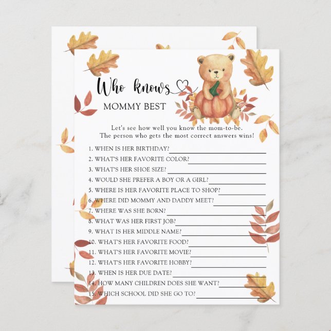 Pumpkin och Bear - Vem vet vad mamman spelar bäst (Fram/baksida)