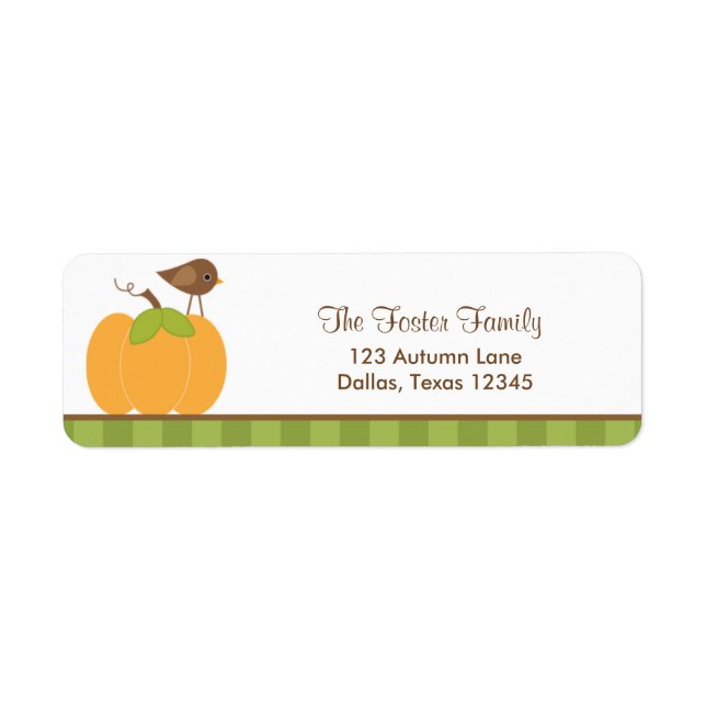 Pumpkin- och Bird-Returetiketter Returadress Etikett (Framsidan)