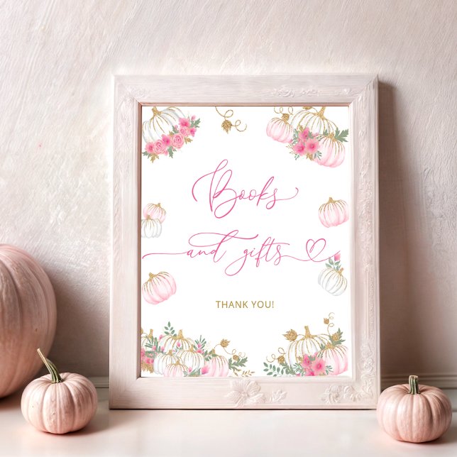 Pumpkin och Blommigt Bokar och Gifts Baby Shower Poster (Skapare uppladdad)