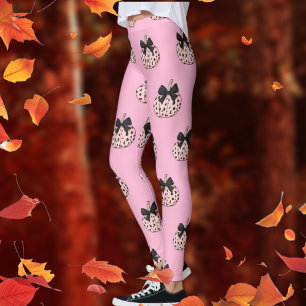 Pumpkin och Bow Rosa Coquette Halloween Leggings