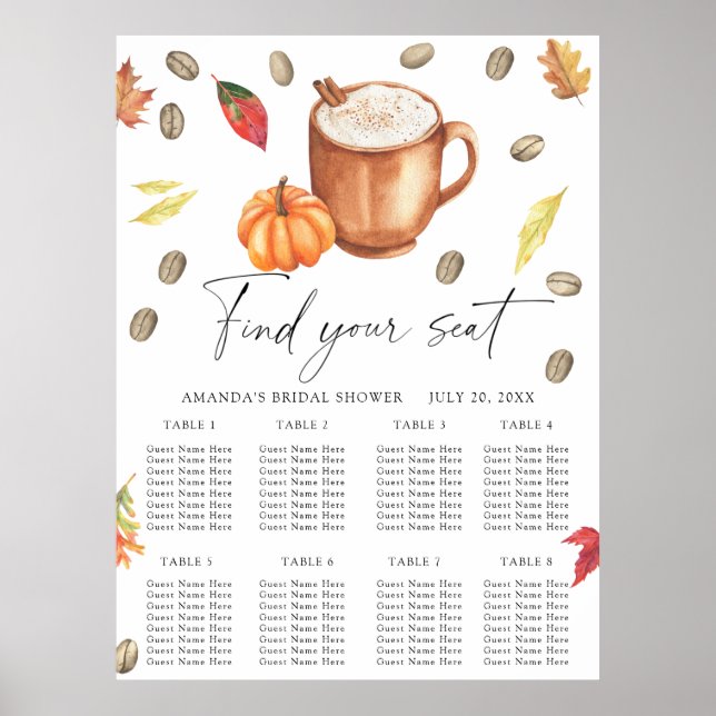 Pumpkin och Bröllop-sätesdiagram för kaffe Poster (Framsidan)